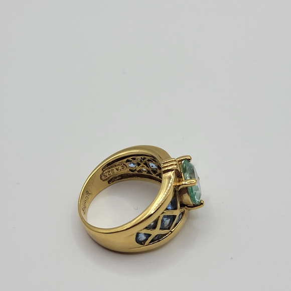 Vintage Sterling silver Vermil C^A Canada Aquamarine Lattice Filigree Ring - Picture 11 of 14